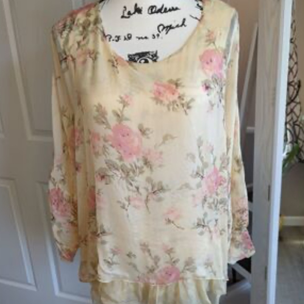 Sundance Cream and Pink Floral Blouse